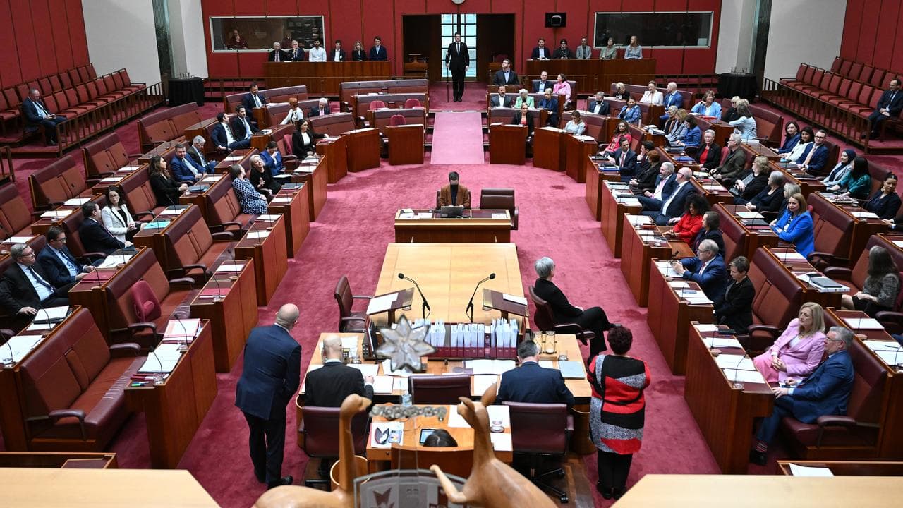 The Senate chamber at Parliament House, Canberra