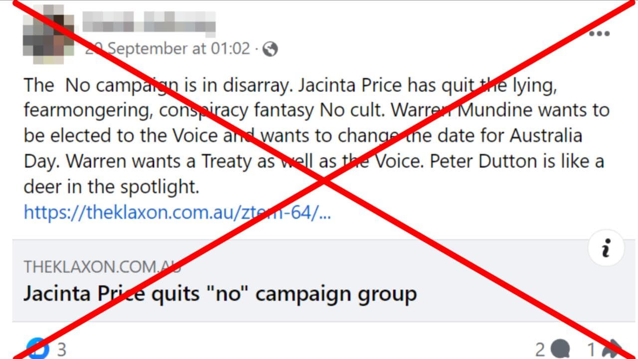 A screenshot of the Facebook post.