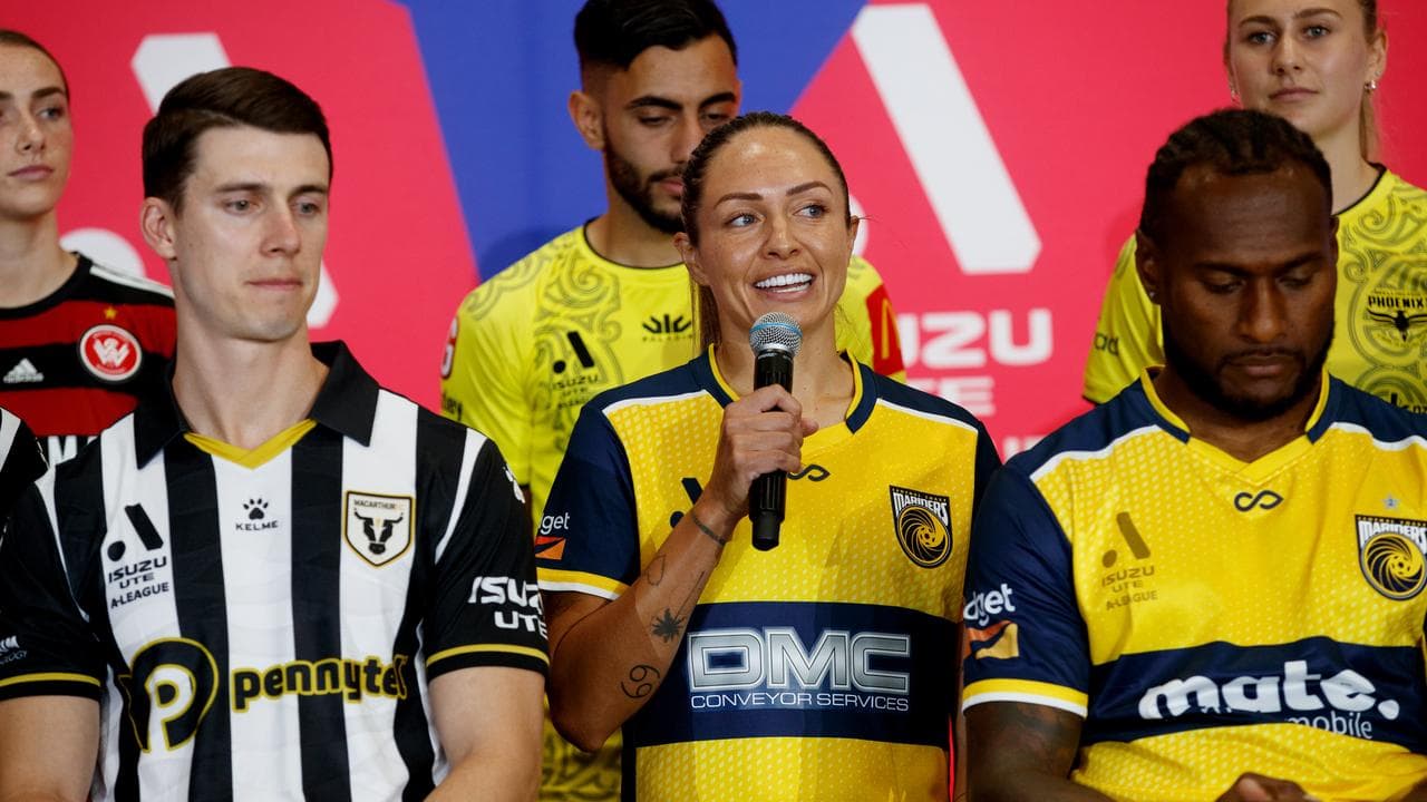 Kyah Simon addresses the crowd at the ALW season lunch. 