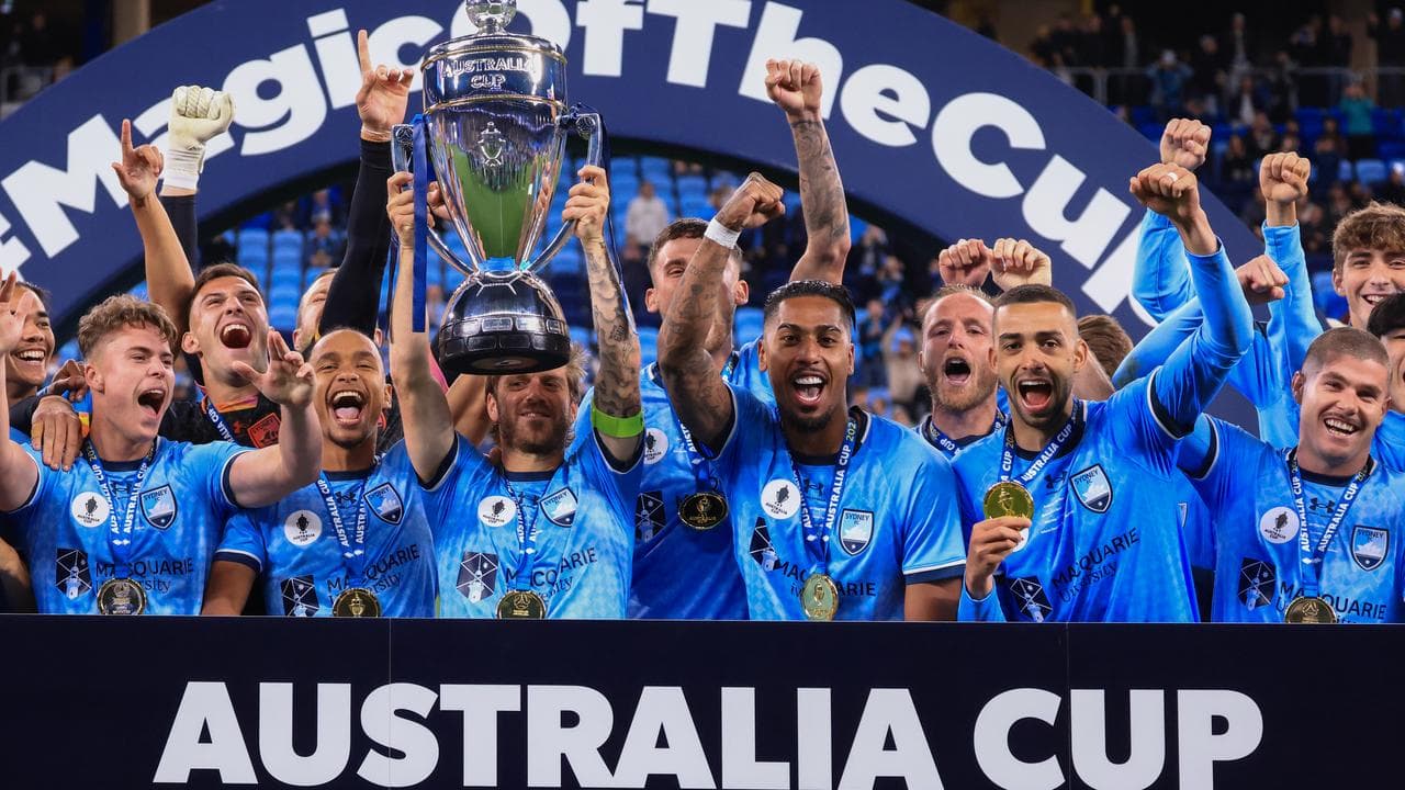 Sydney FC players celebrating.