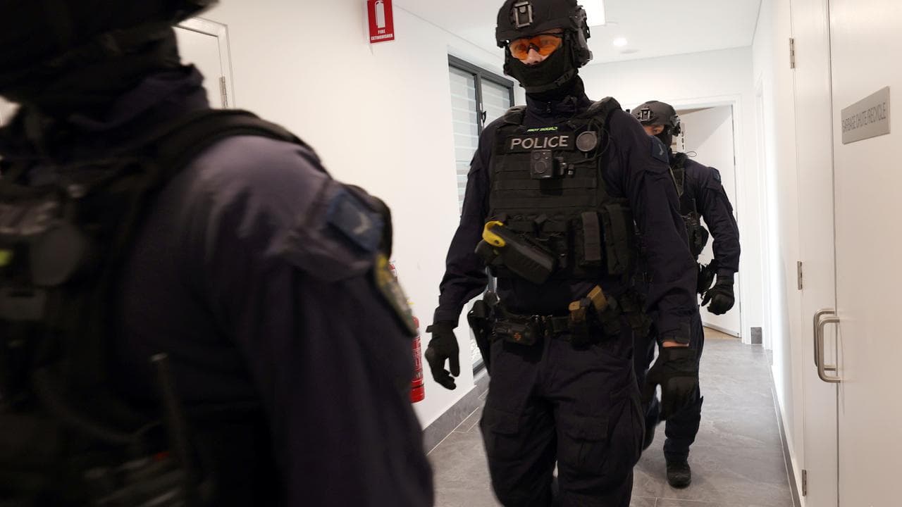 Heavily armed police