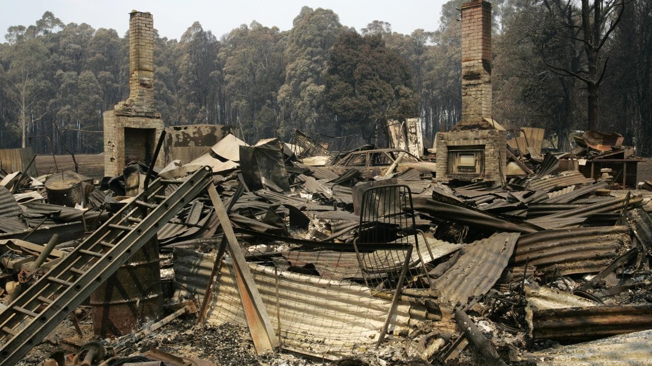 A house destroyed by fire in Narbethong, north of Melbourne