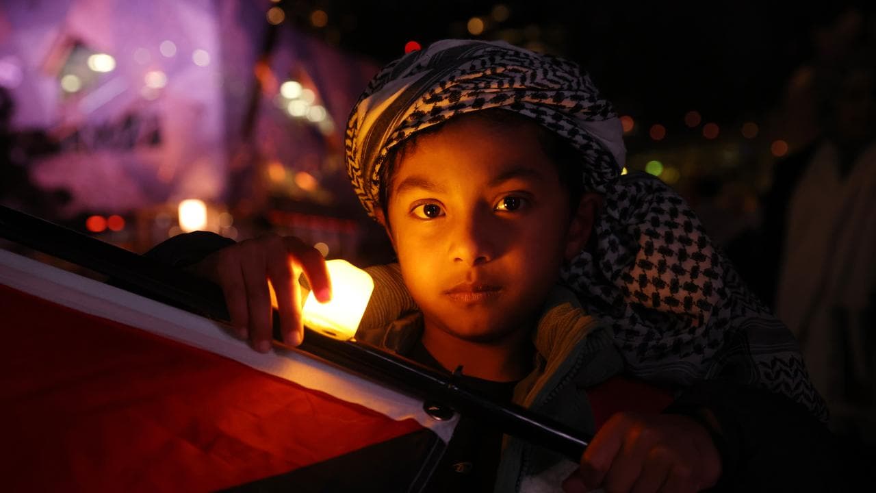Abubakar Assegaff during vigil for Palestinian lives