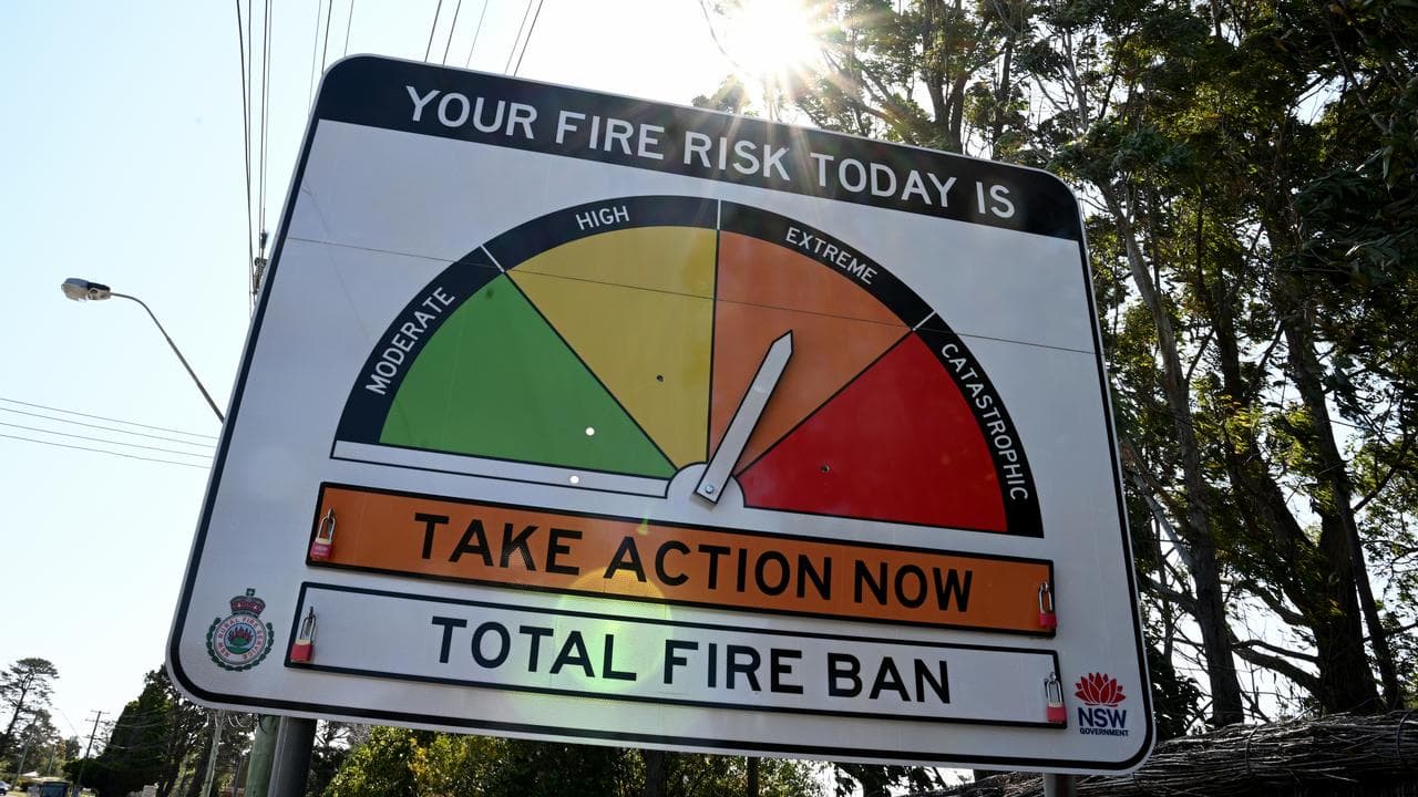 A bushfire danger advisory sign