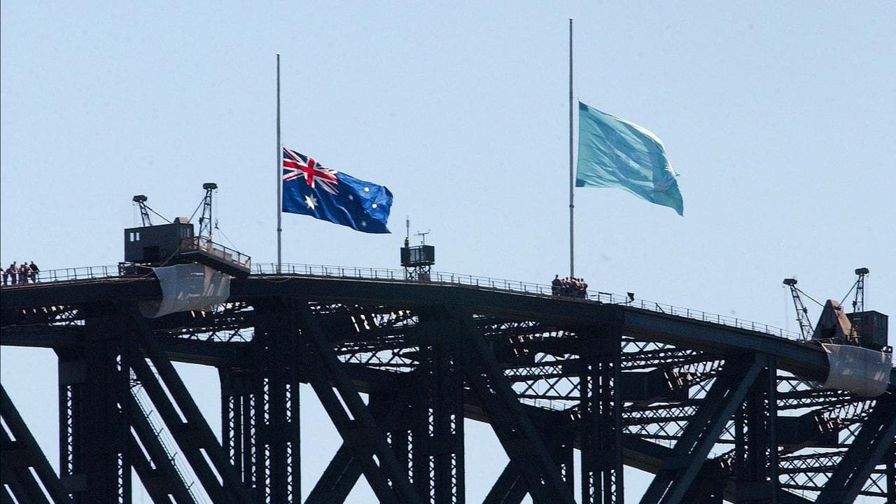 The Australian and UN flags on Sydney Harbour Bridge (file image)