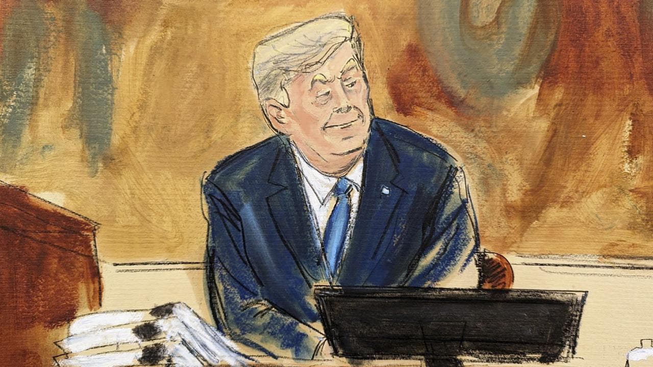 Sketch of Donald Trump testifying at New York Supreme Court