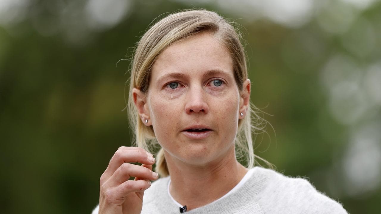 Meg Lanning at her retirement press conference.