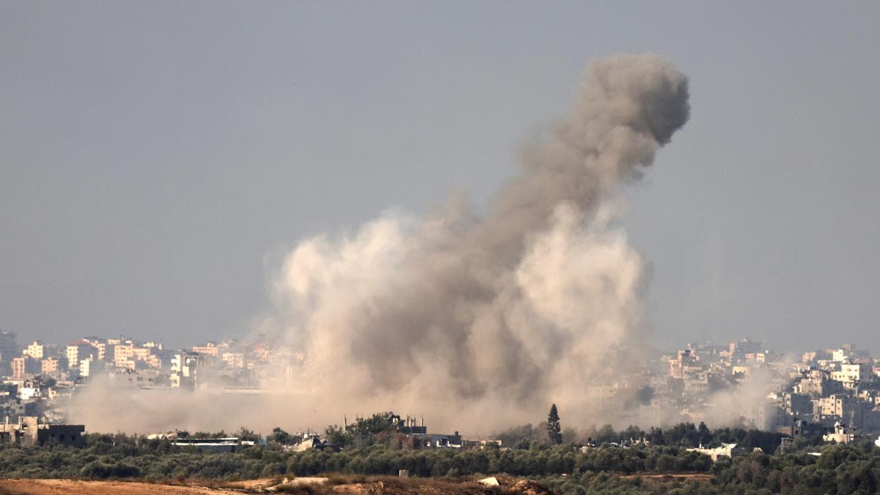 Smoke following an Israeli air strike in the northern Gaza Strip
