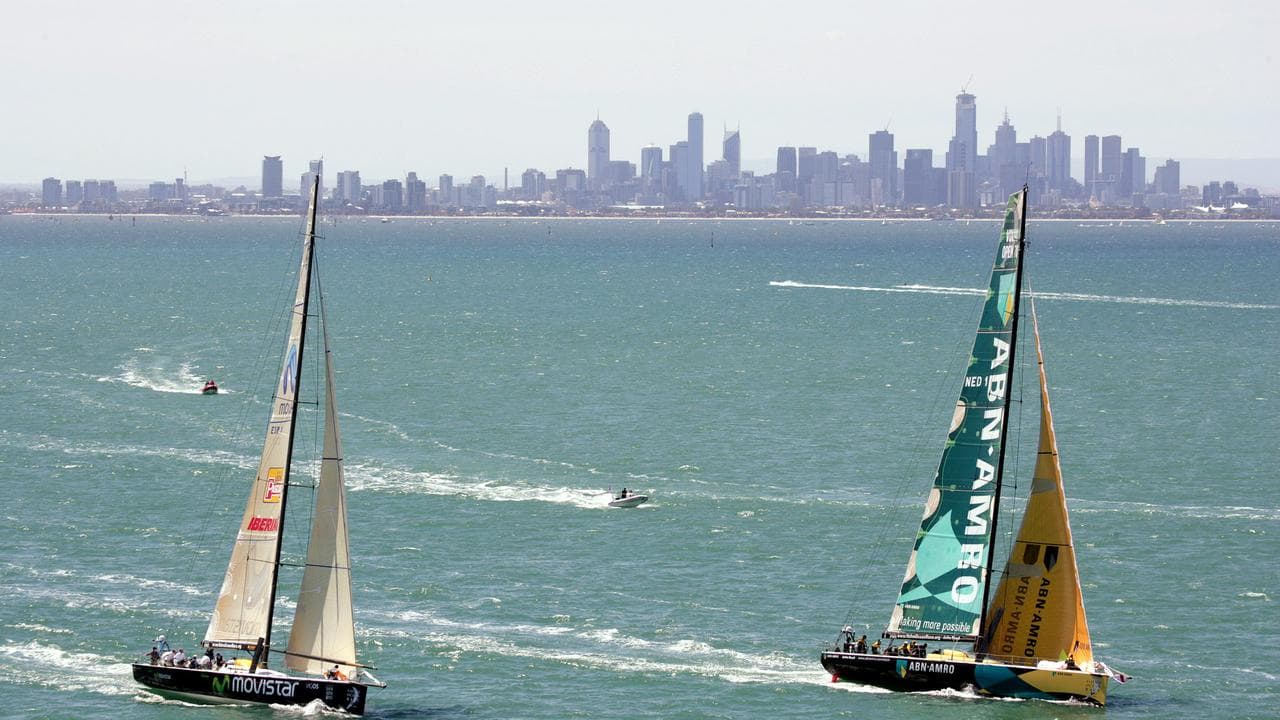 Yachts sailing on Port Philip Bay.