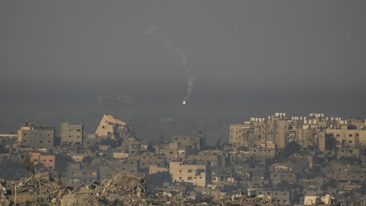 Israeli army flare is seen over the Gaza Strip