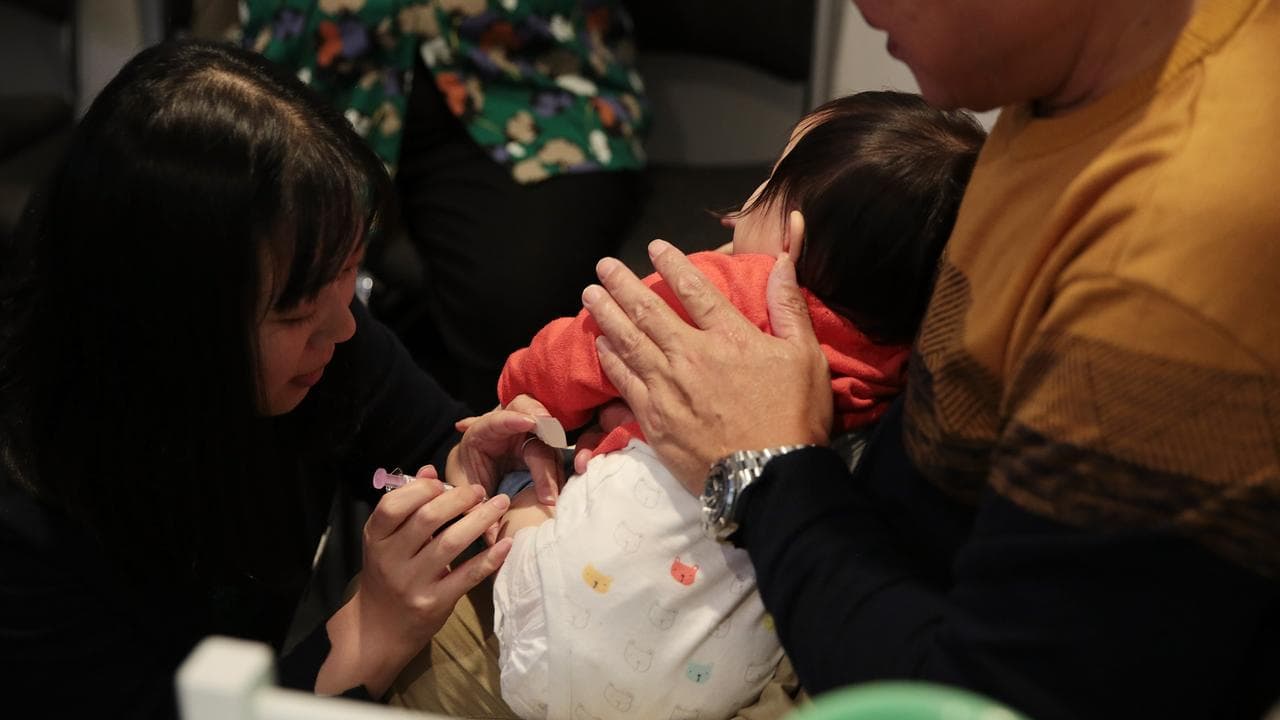 A baby receives a vaccination (file image)