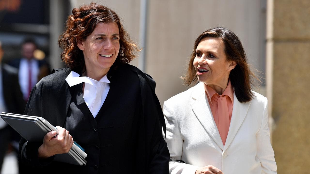 Sue Chrysanthou (left) and Lisa Wilkinson outside the Federal Court