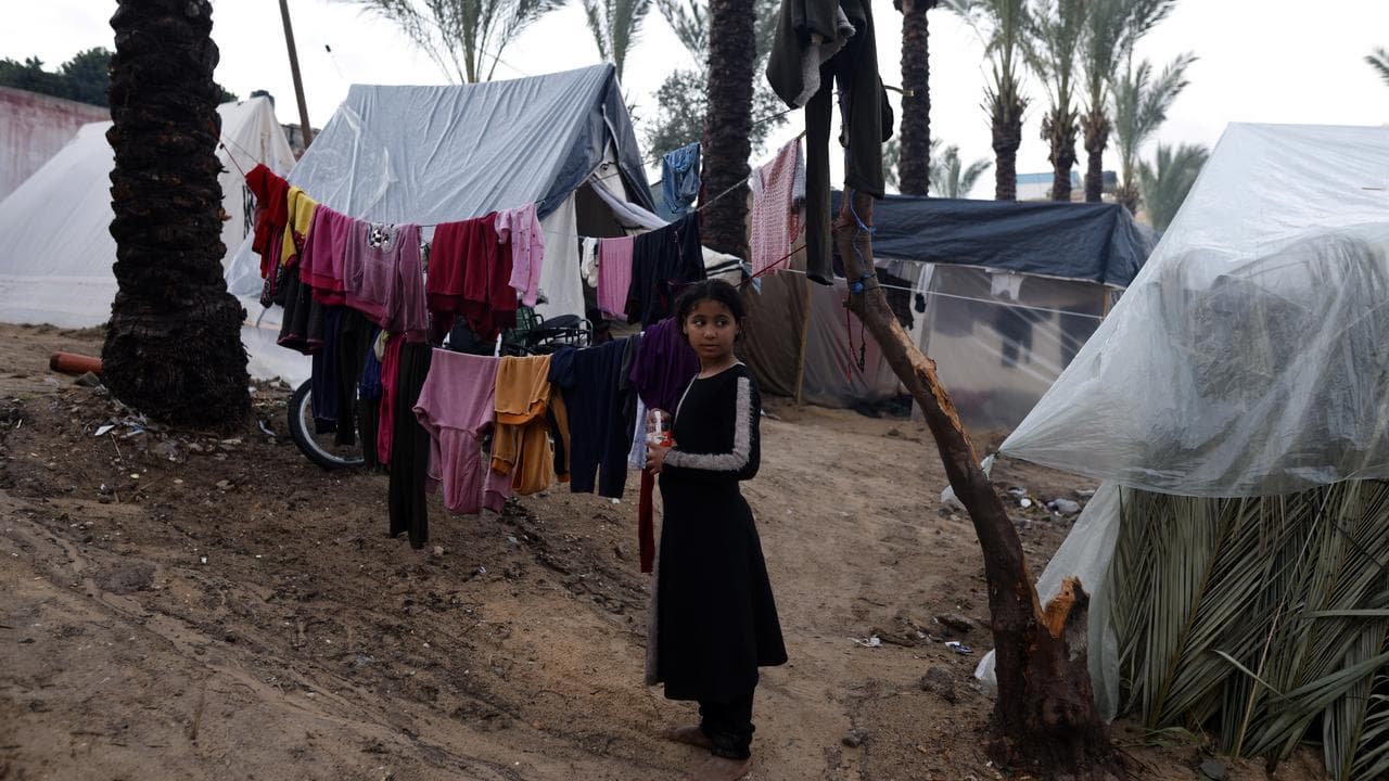 Palestinians displaced by the Israeli bombardment in Khan Younis