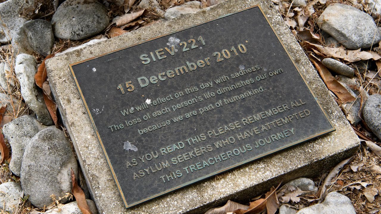 A memorial to asylum seekers who died in a boat sinking.