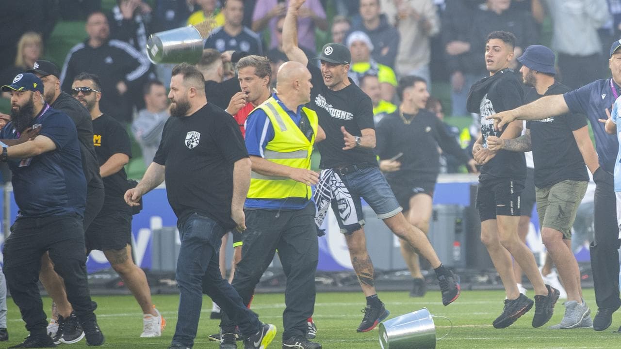 Bucket of sand thrown in the pitch invasion (file image)