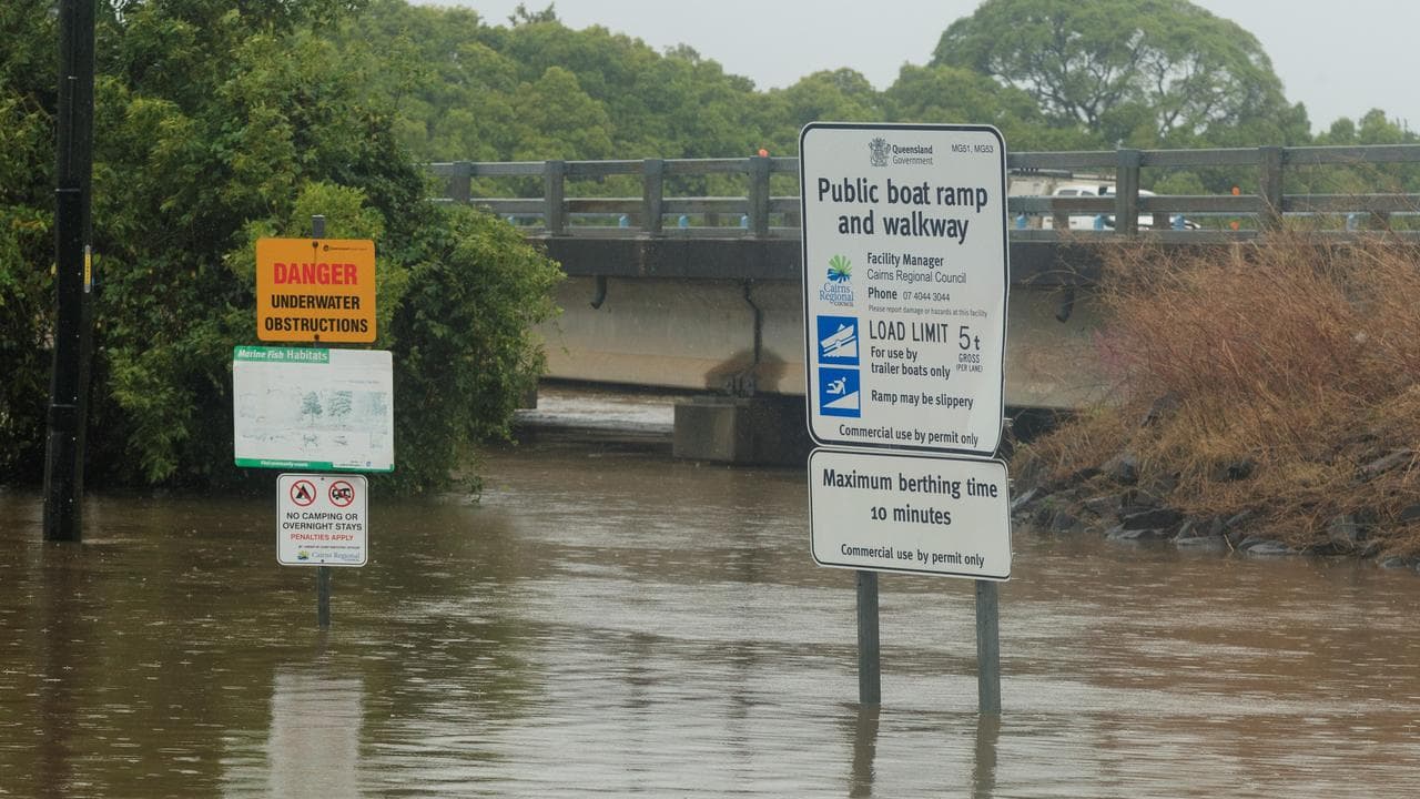 The flooded Barron River boat ramp