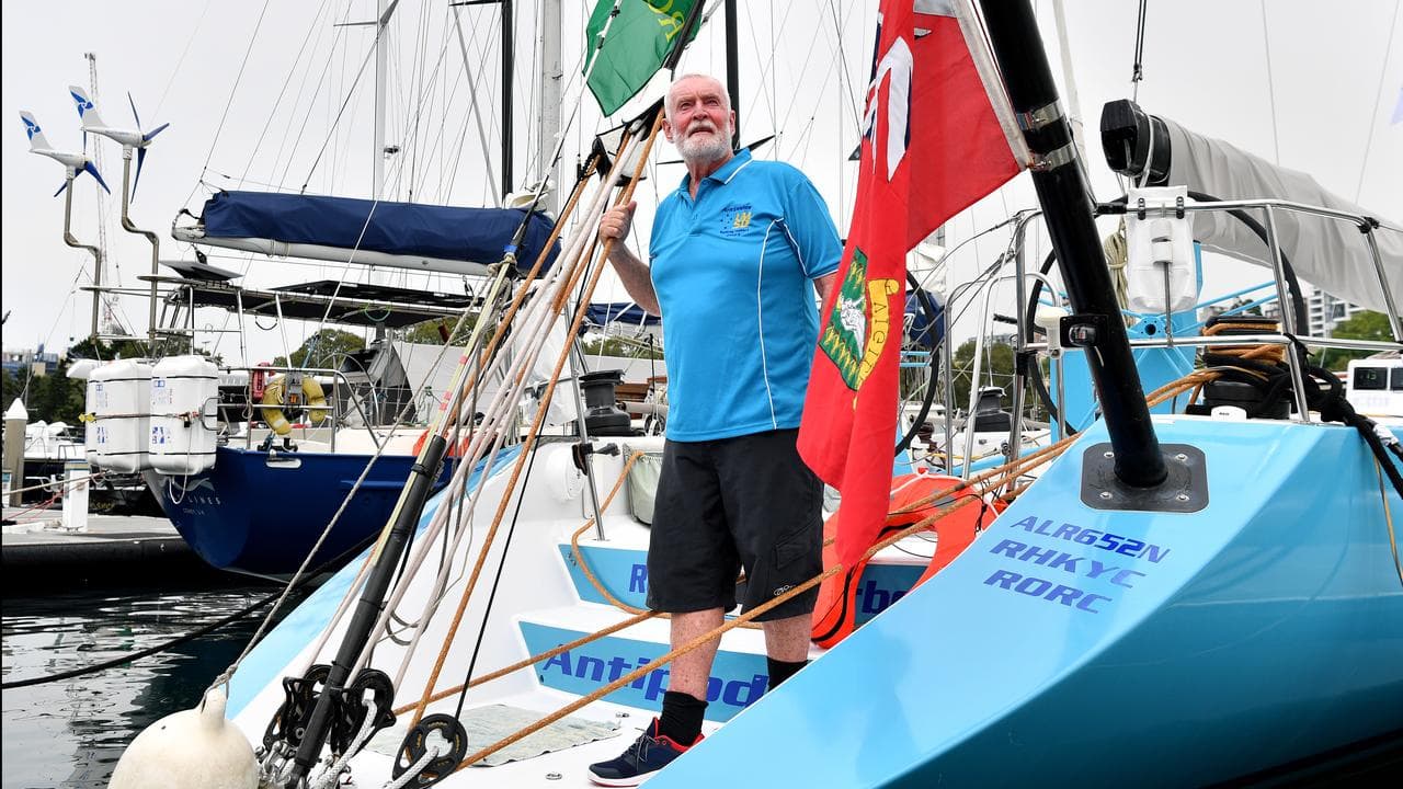 Lindsay May on board Antipodes at the Cruising Yacht Club of Australia