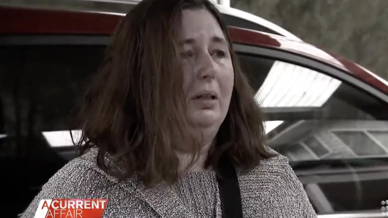 Erin Patterson speaking to a reporter outside her home in Leongatha