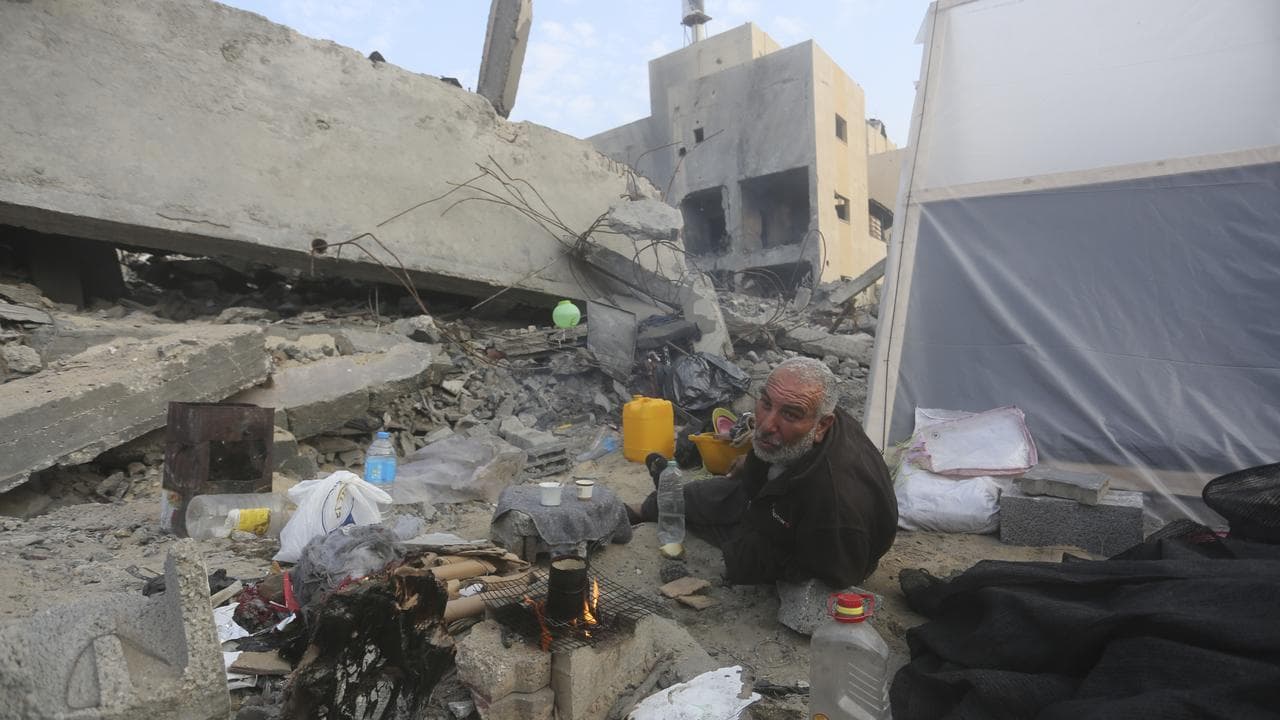 Palestinians fleeing the Israeli bombardment of the Gaza