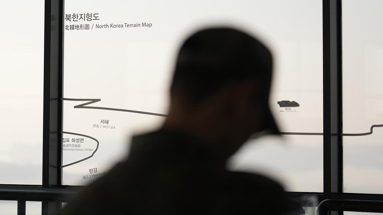 A visitor at the unification observatory in Paju, South Korea