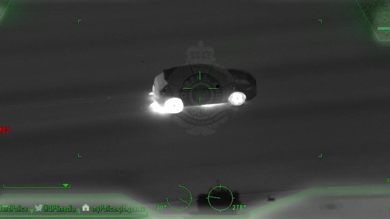 Police helicopter vision of four teenagers joyriding in a stolen car