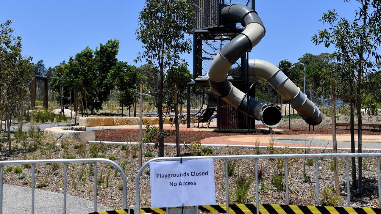 Signs and barricades are placed around Rozelle Parklands