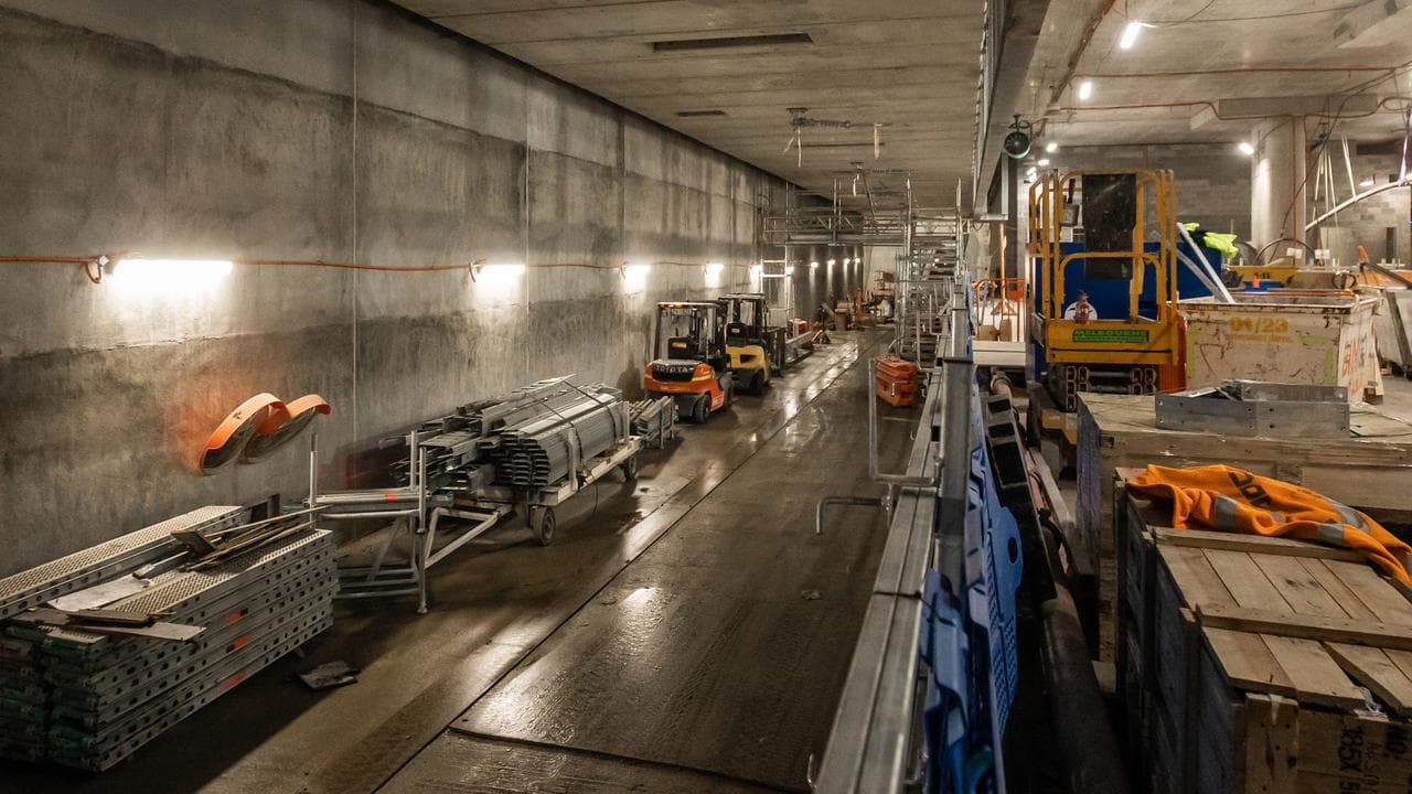 Construction works at the Metro Tunnel's Anzac Station