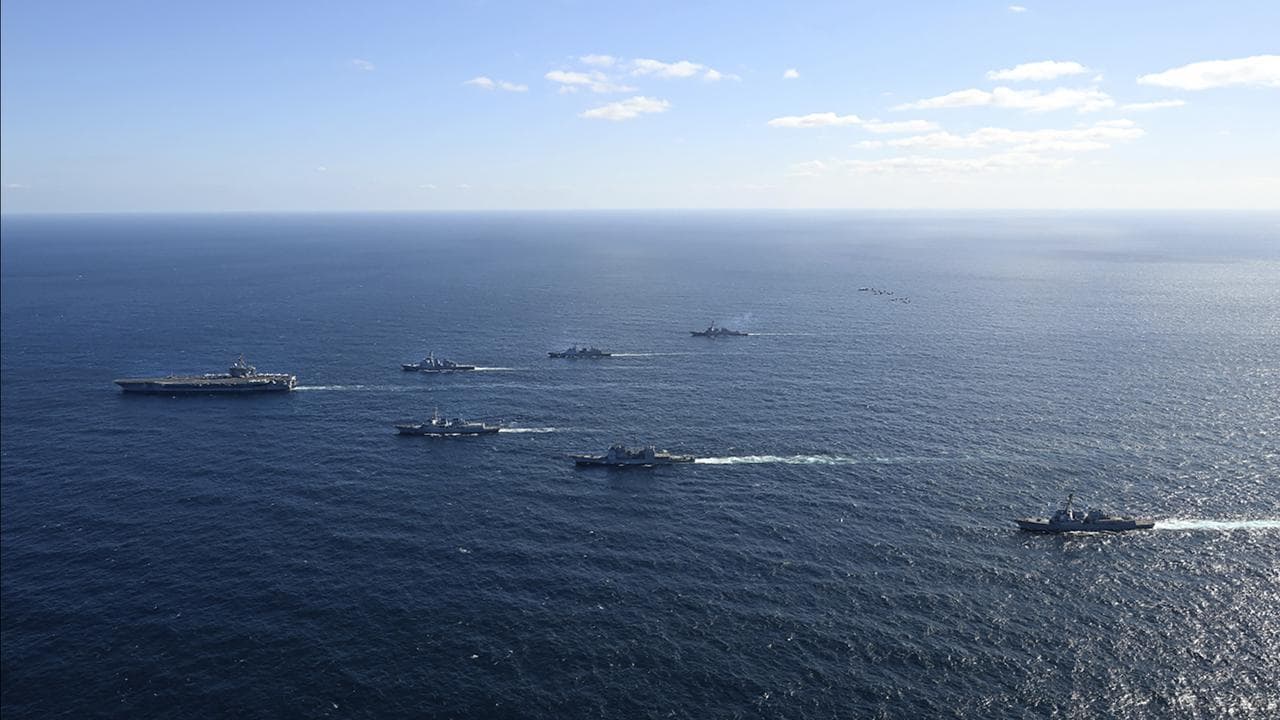 US, South Korean and Japanese vessels conduct and exercise