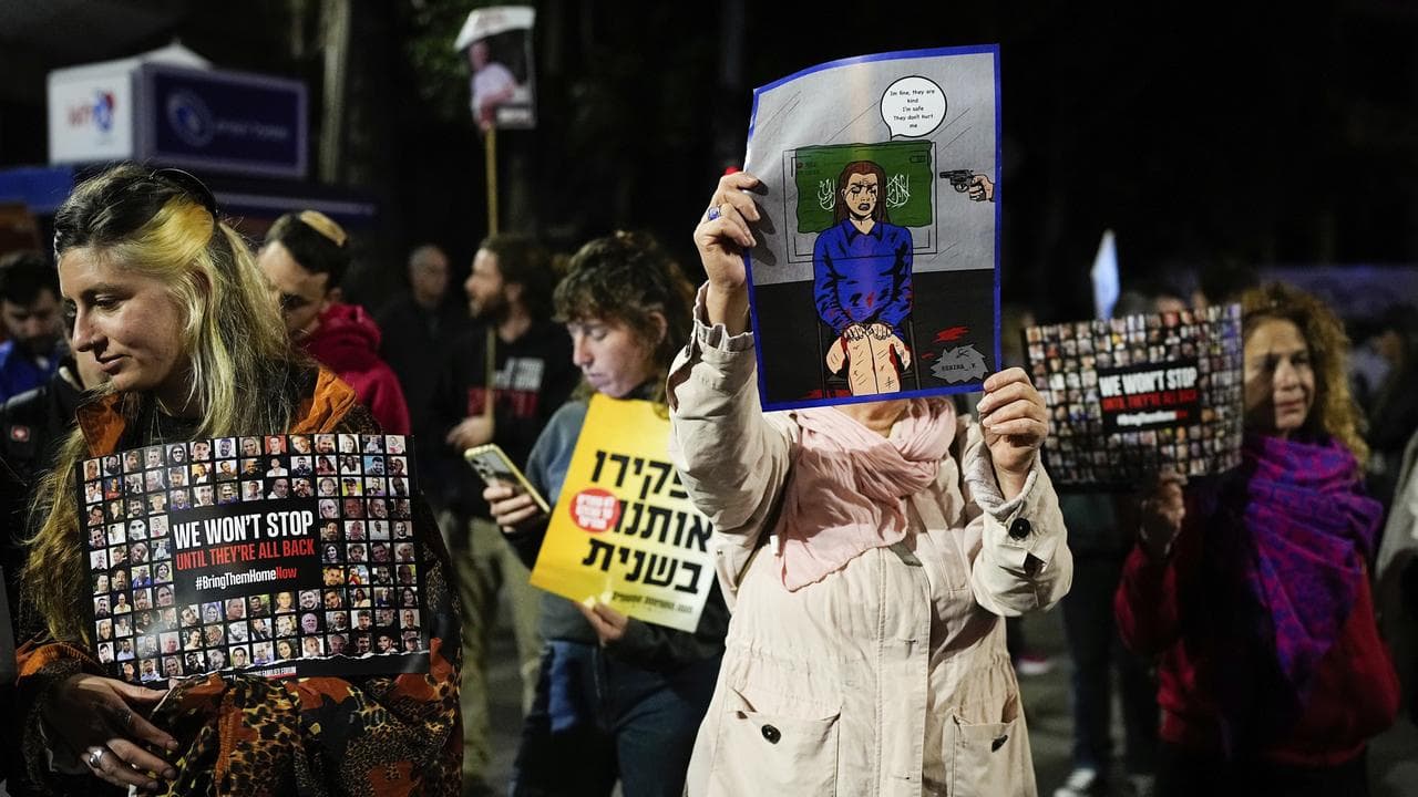 Relatives and supporters of the Israeli hostages held in Gaza 
