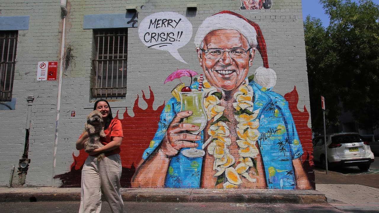 A mural of Scott Morrison in Sydney