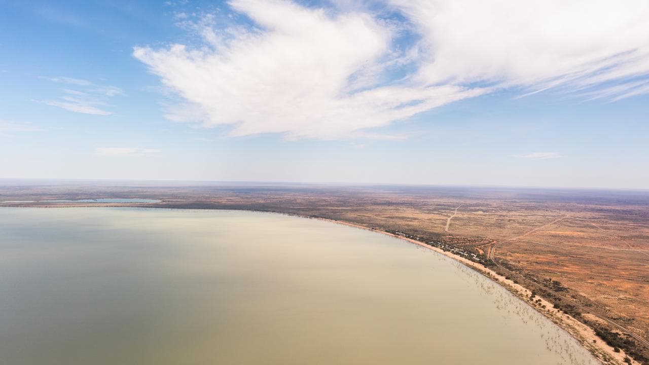 Sunset Strip as seen from a drone over Menindee Lakes