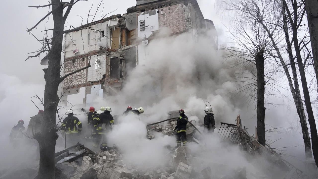 A Russian rocket attack in Kharkiv