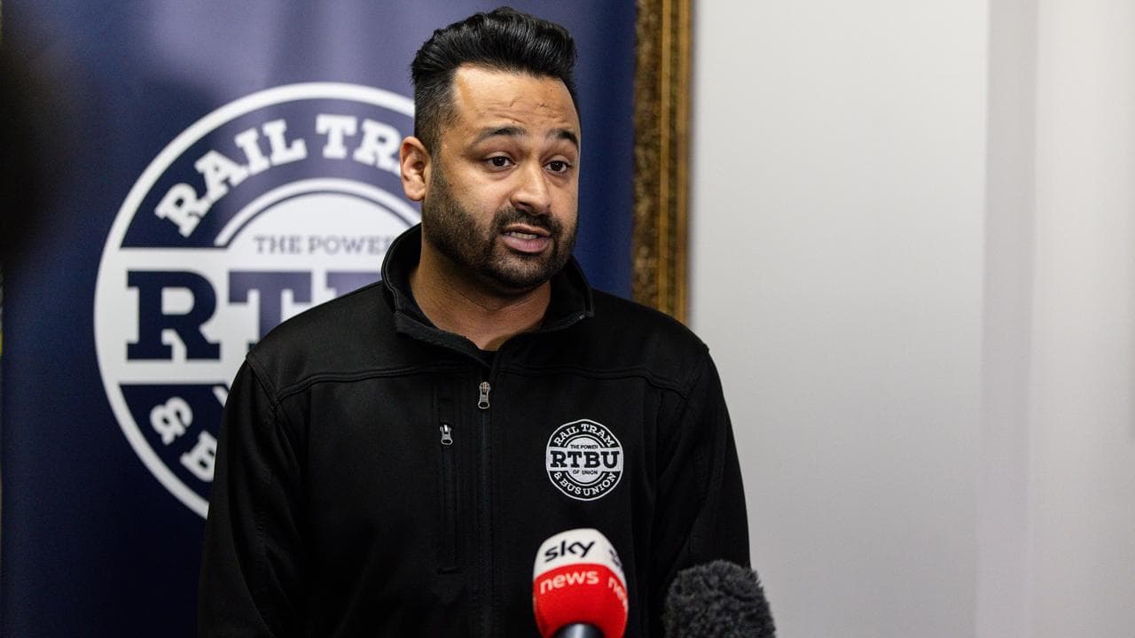 RTBU Victorian Branch Secretary Vik Sharma speaks to media