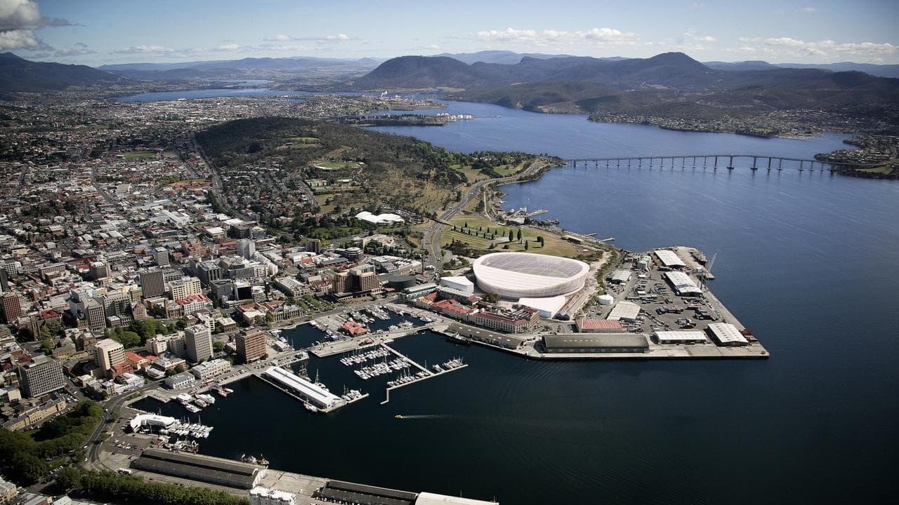 An artist's impression of the proposed Tasmanian AFL Stadium in Hobart
