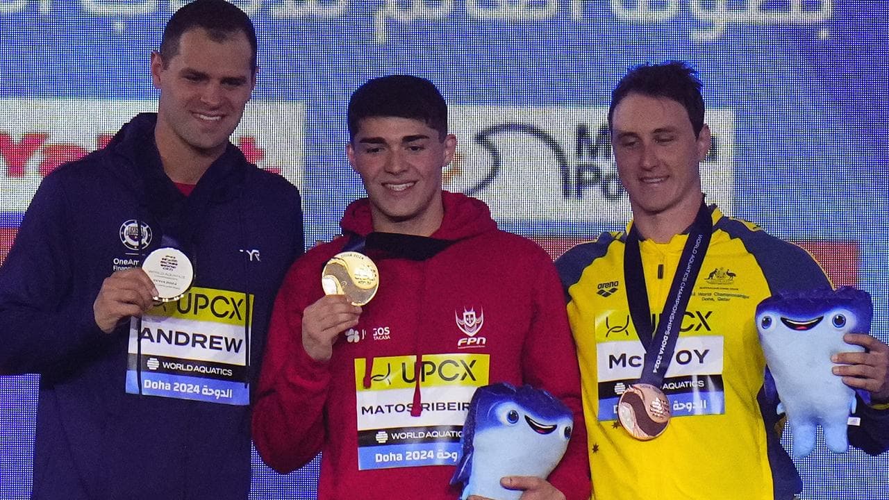 Michael Andrew, Diogo Matos Ribeiro and Cameron McEvoy