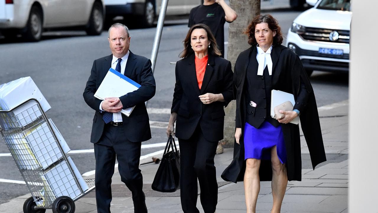 Lisa Wilkinson with lawyers