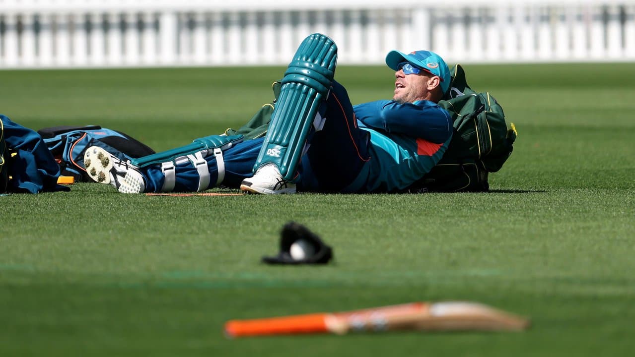 David Warner at training at the Basin Reserve in Wellington.