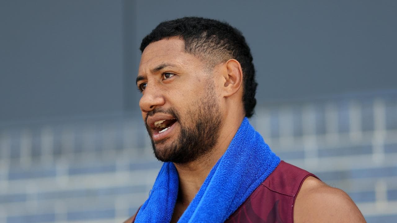 Taniela Paseka during manly 2024 NRL season launch.