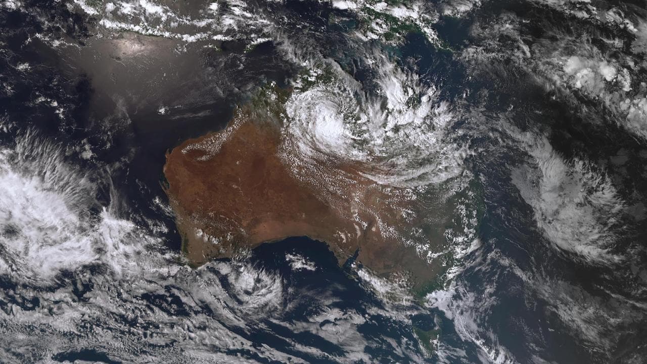The ex-tropical cyclone moving across northern Australia on Saturday.