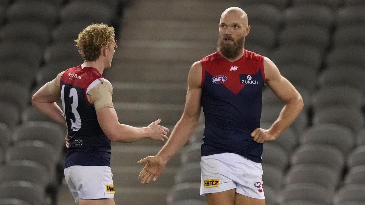Clayton Oliver (left) and Max Gawn