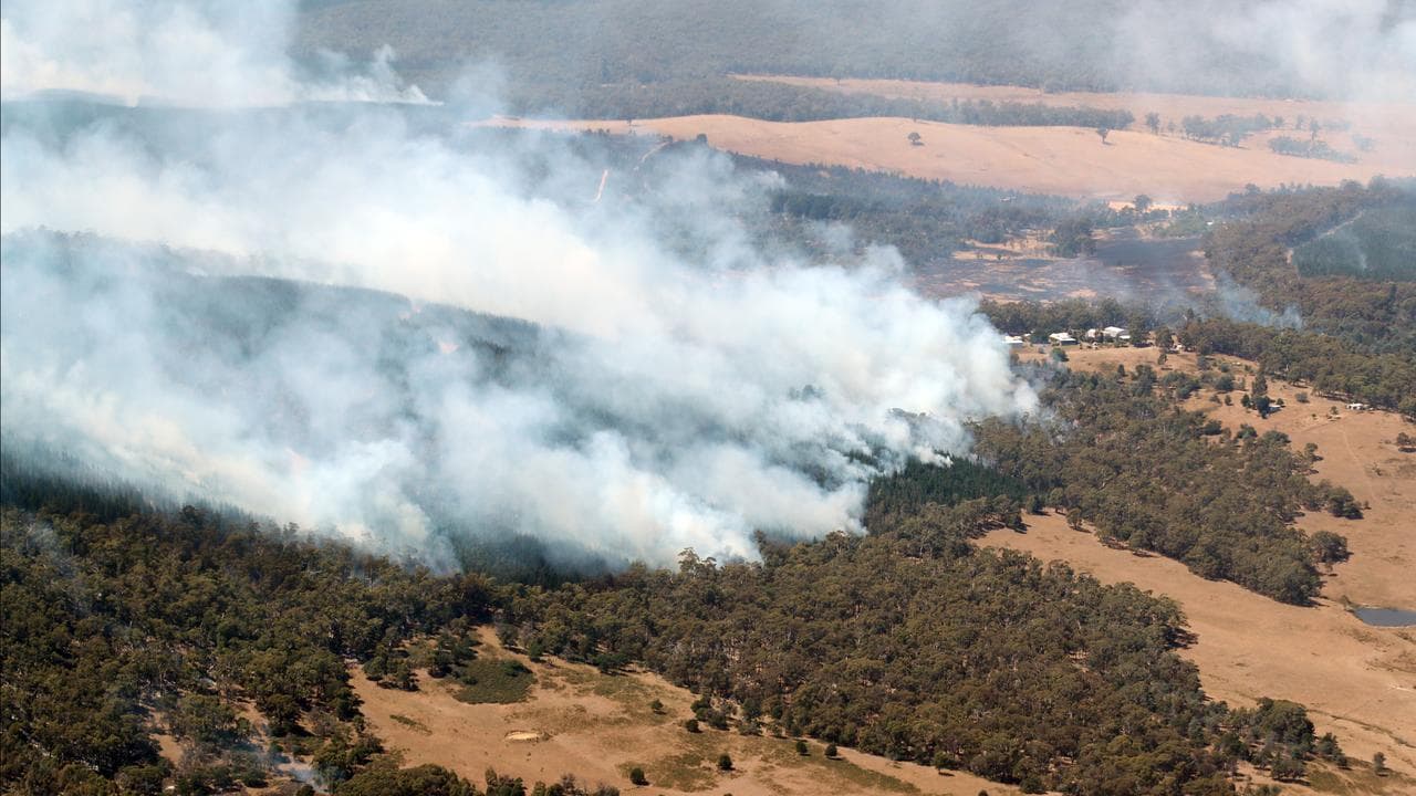 Smoke from bushfires north of Beaufort, near Ballarat.