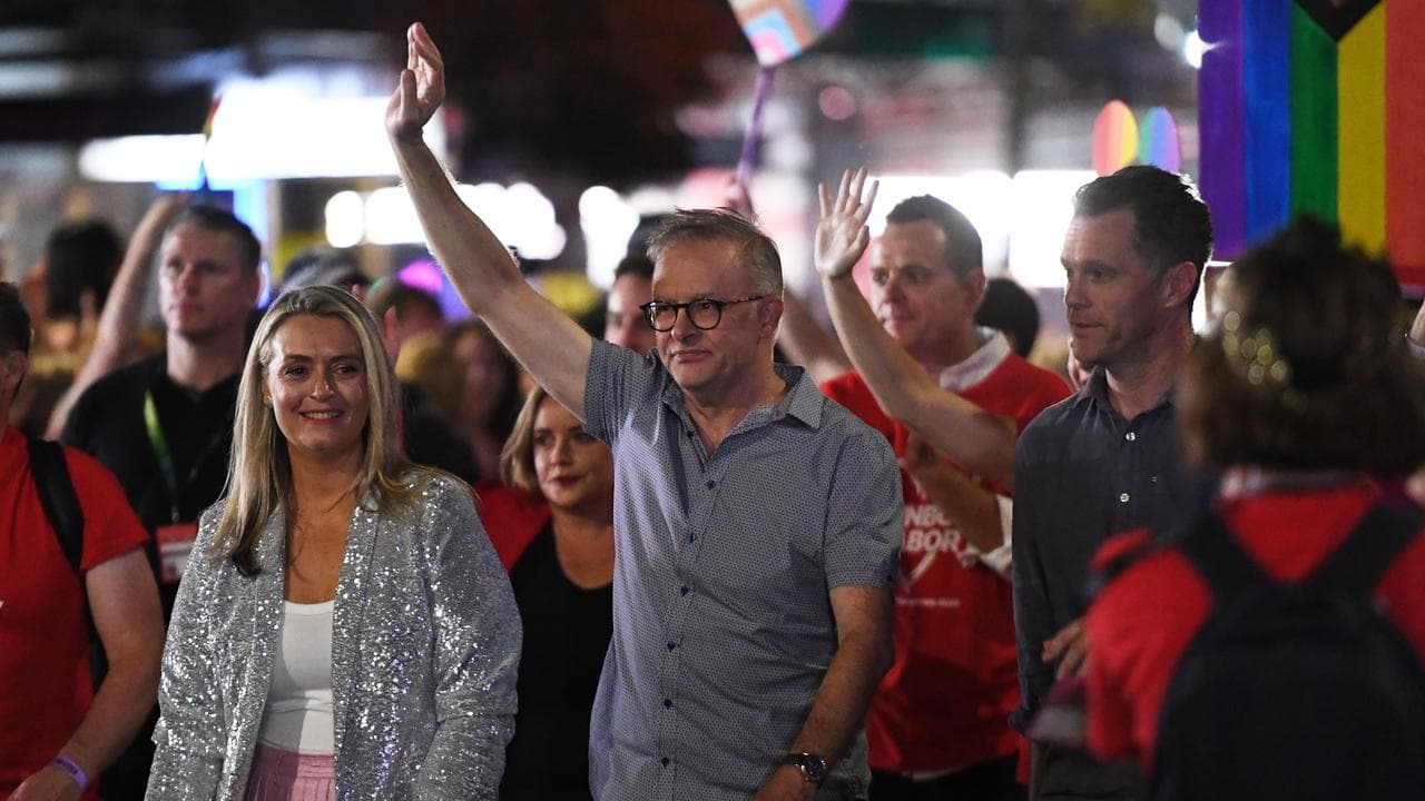 Anthony Albanese and Chris Minns at the parade last year.