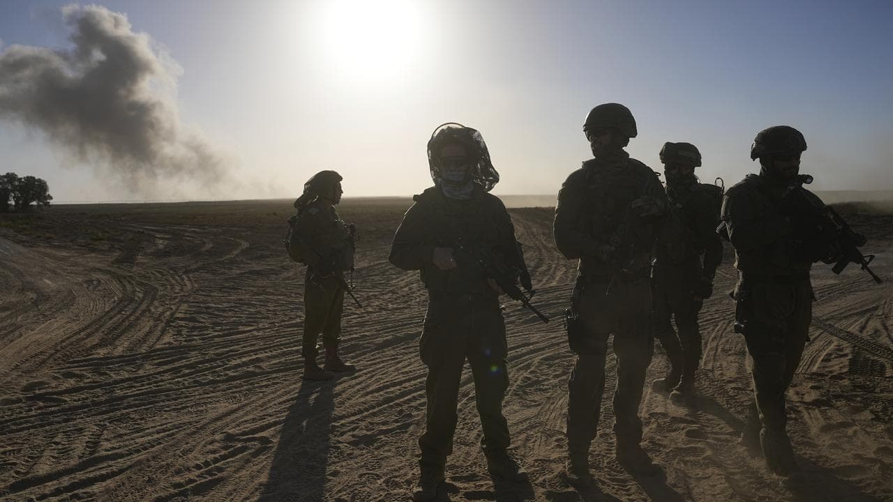 Israeli soldiers near the Gaza Strip border in southern Israel