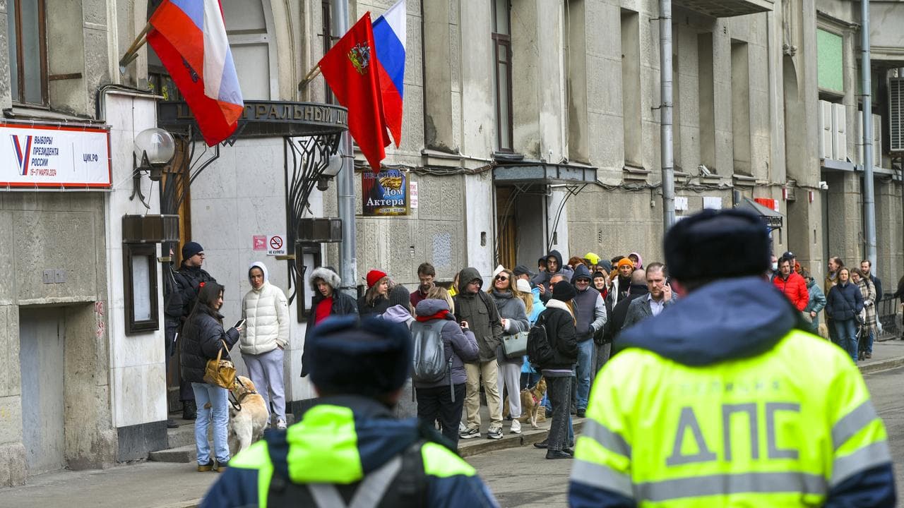 Voters at polling stations in Moscow