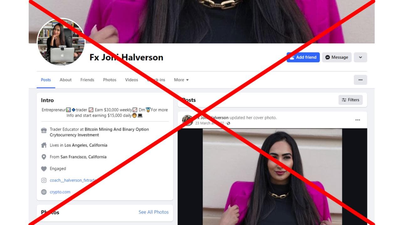 A screenshot of the Facebook account.