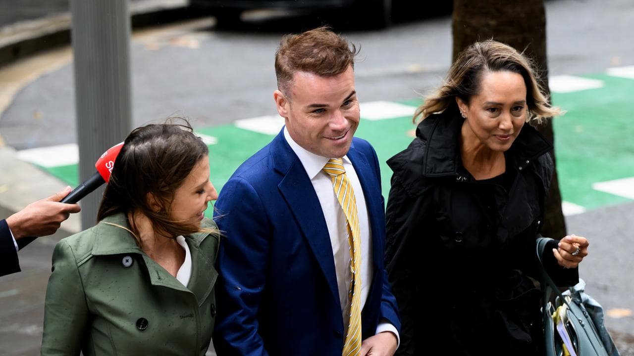 Former Spotlight producer Taylor Auerbach arrives at court.