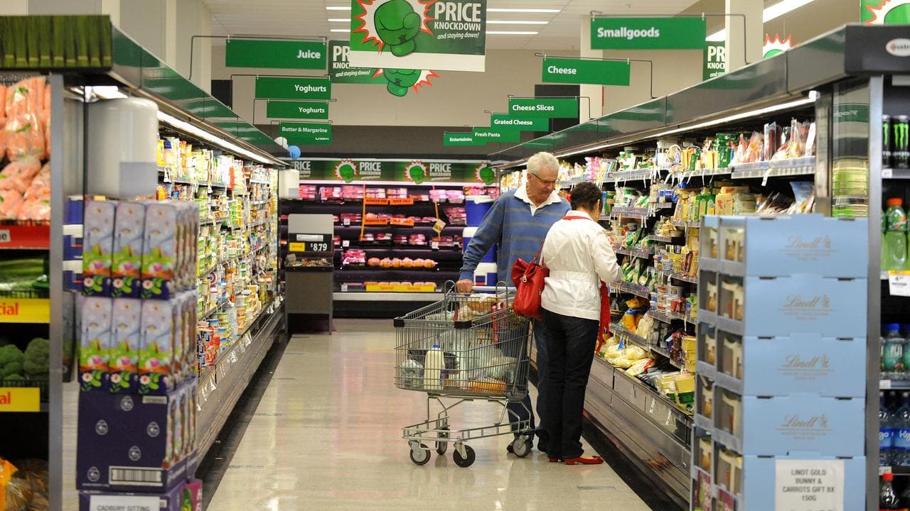 Shoppers at a supermarket