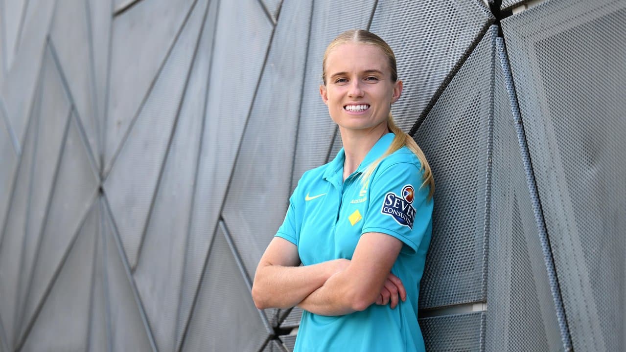 Kaitlyn Torpey at the squad announcement for AFC Olympic qualifiers. 
