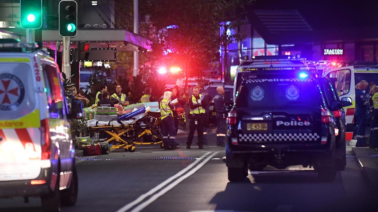 Emergency crews at work on Saturday night.