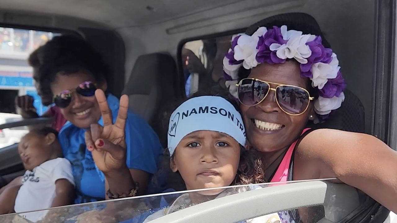 Caria Havea during a rally in the capital of Honiara, Solomon Islands